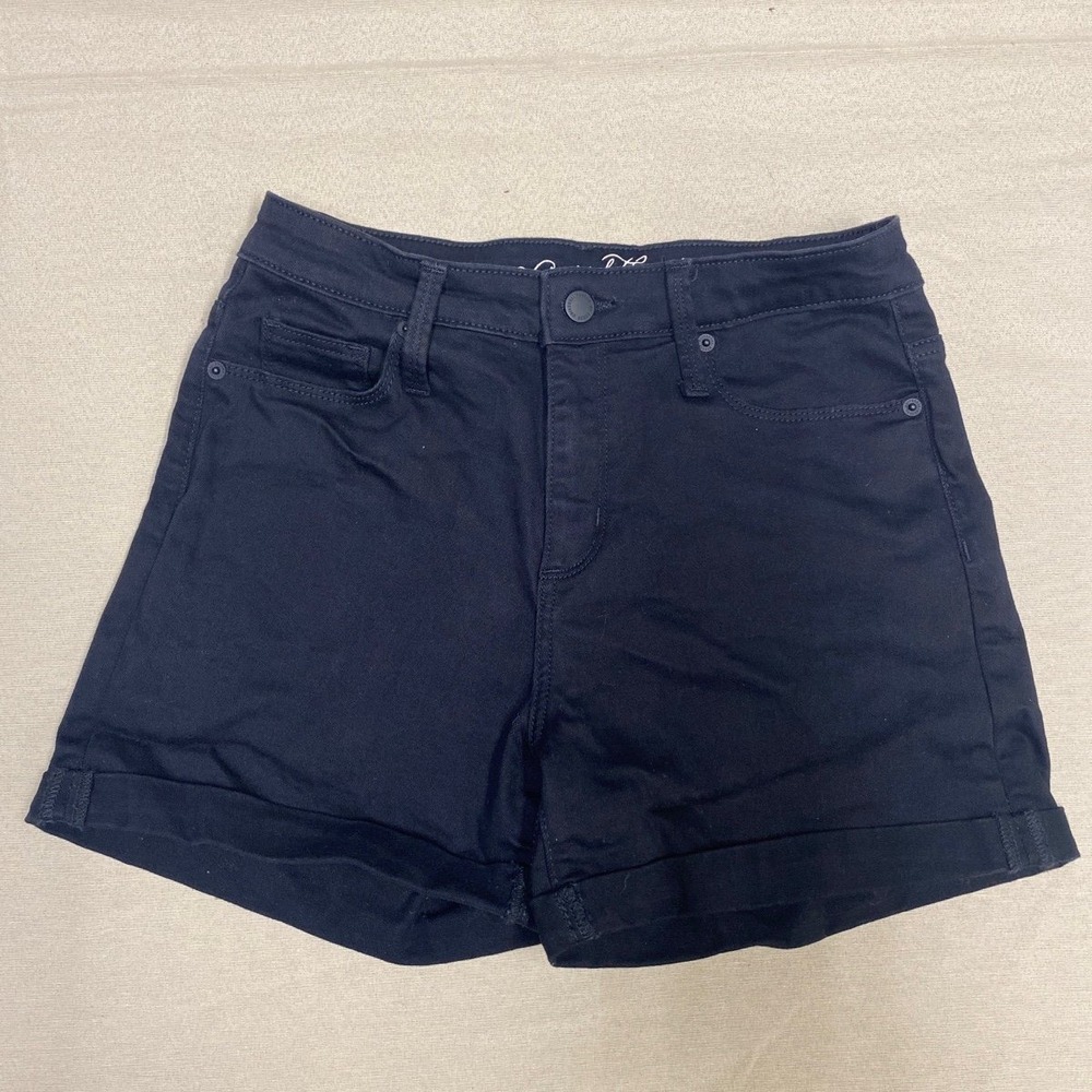 Universal Thread Black High-Rise Midi Cuffed Stretch Denim Shorts Womens 6/28R